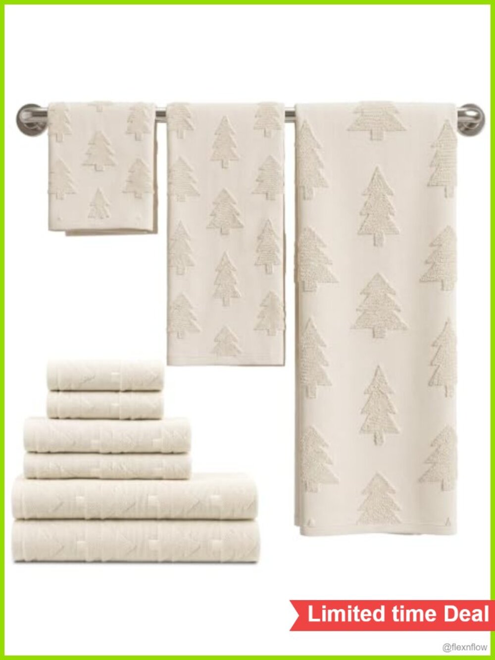 Moukeren Christmas Bath Towel Set 6 Piece Jacquard Absorbent
